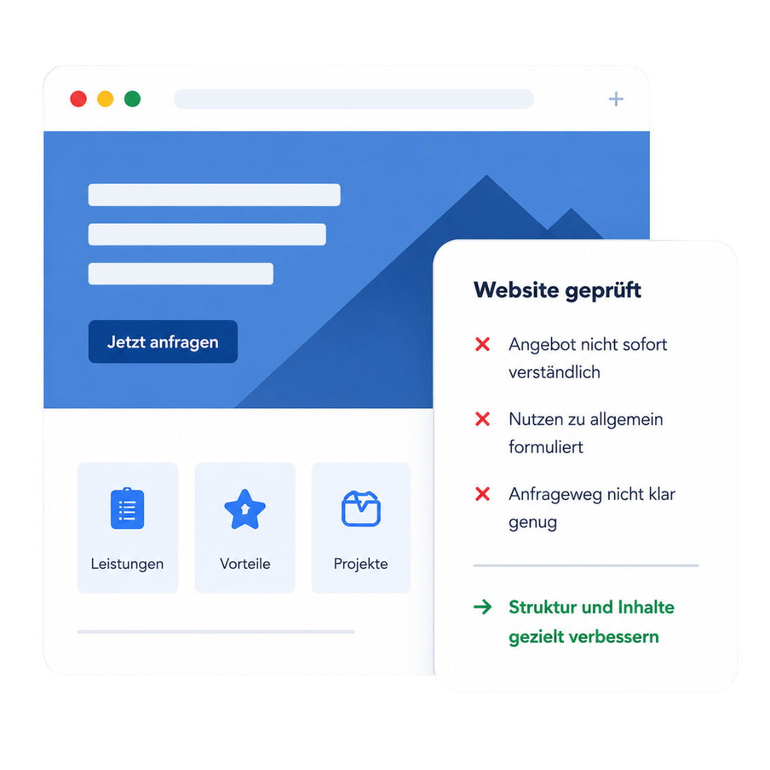 Grafik eines Browserfensters mit dem Button